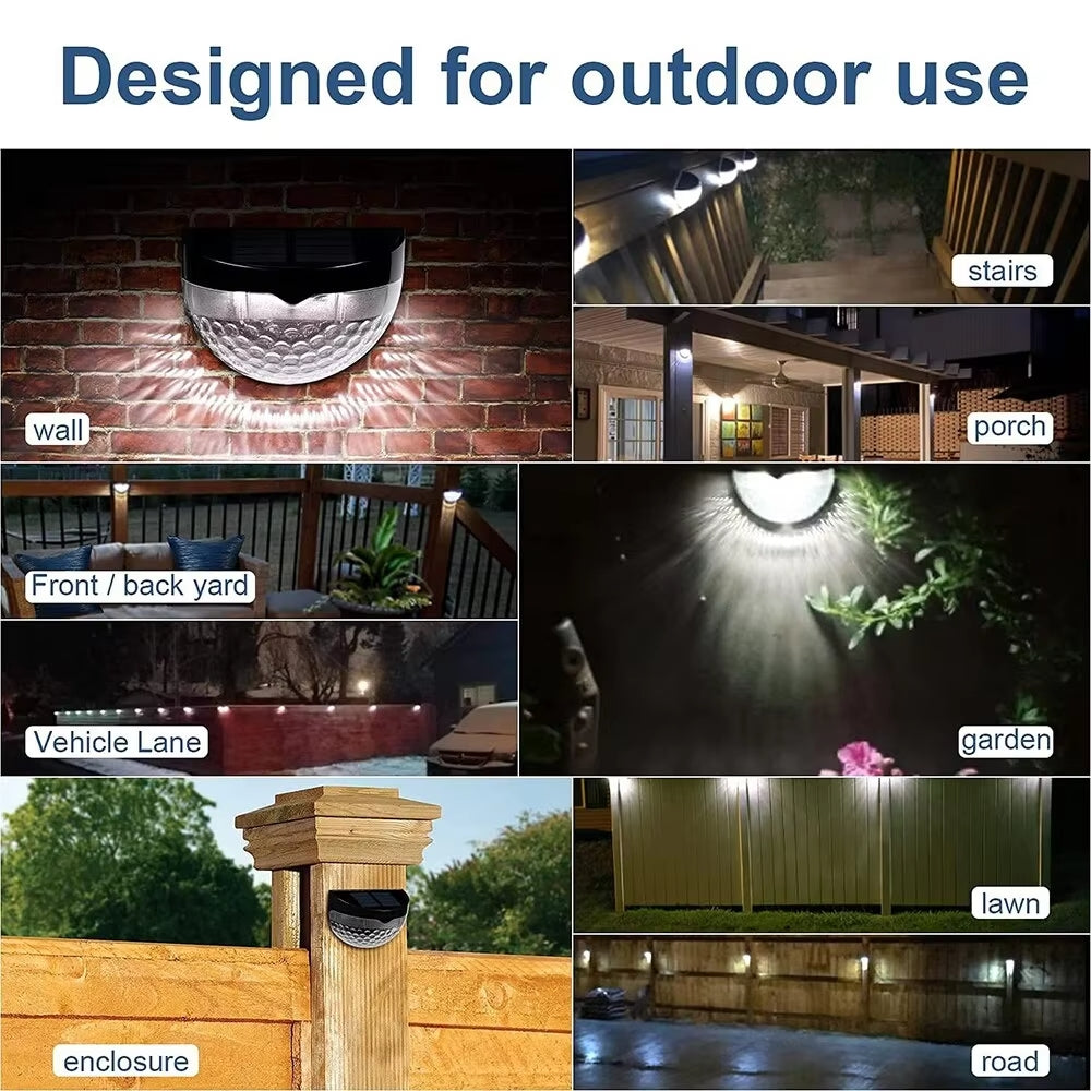 LED Solar Waterproof Fence Lights (Pack of 2)