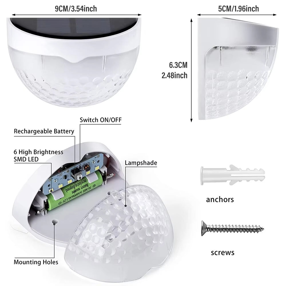 LED Solar Waterproof Fence Lights (Pack of 2)