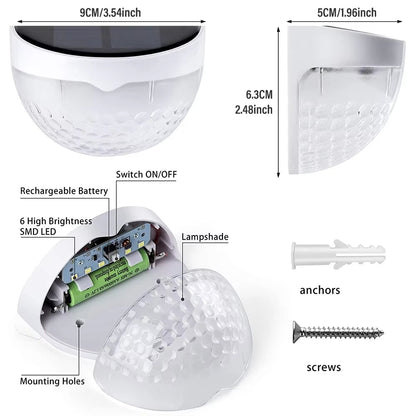 LED Solar Waterproof Fence Lights (Pack of 2)