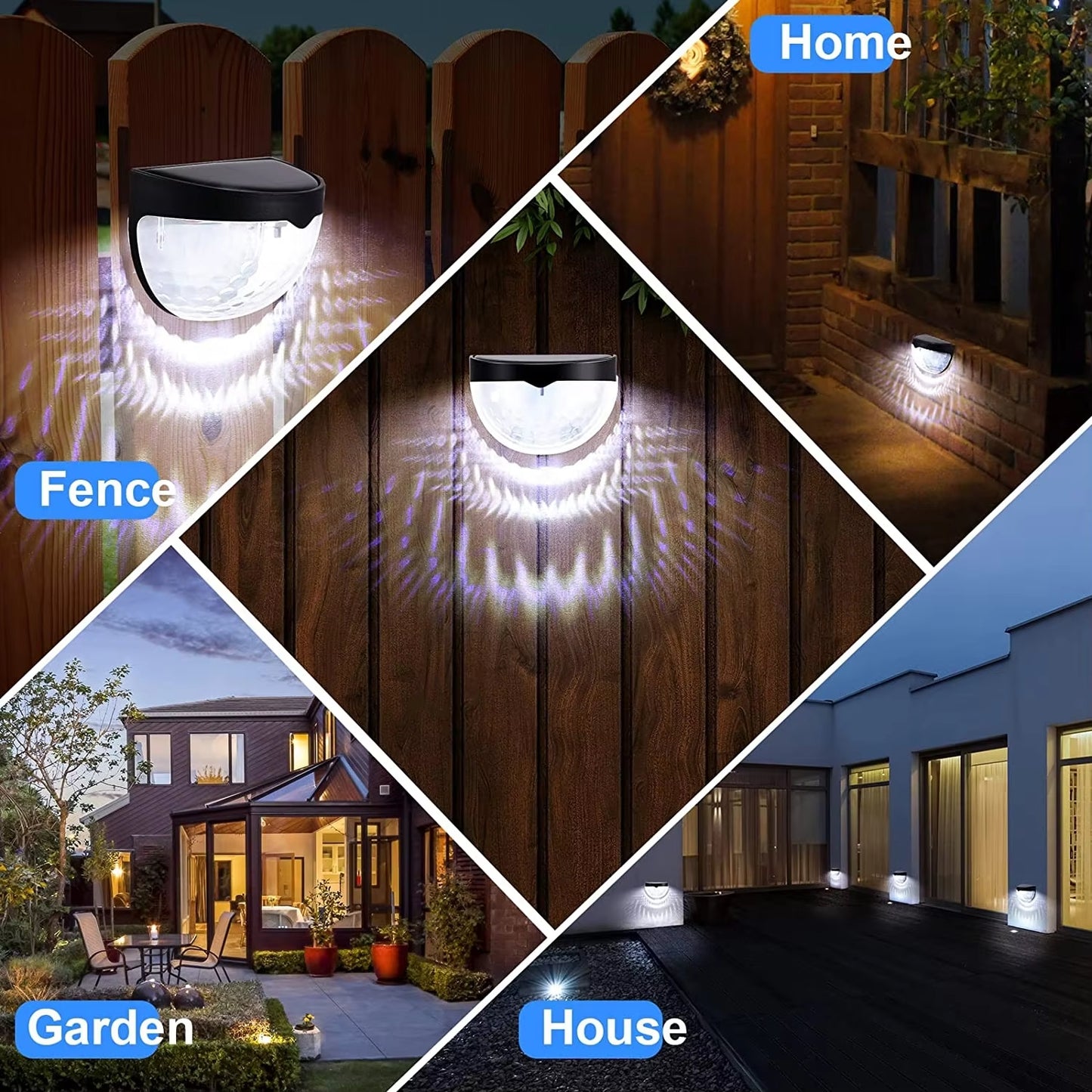LED Solar Waterproof Fence Lights (Pack of 2)