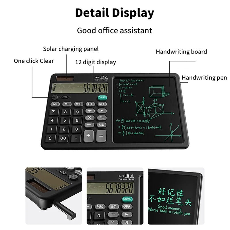 Dual Power Calculator with LCD Writing Pad