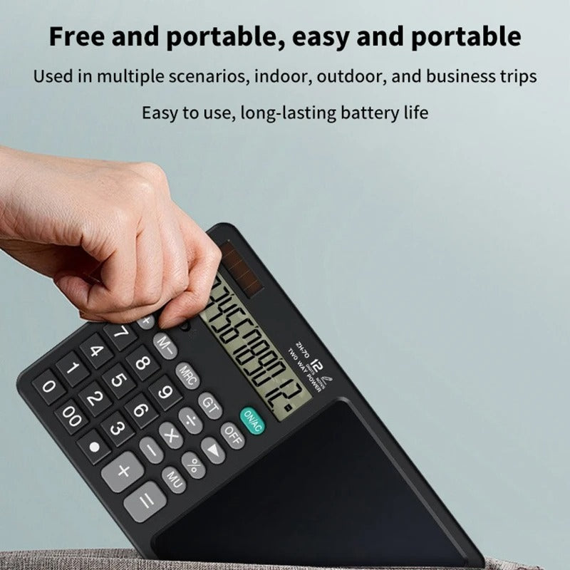 Dual Power Calculator with LCD Writing Pad