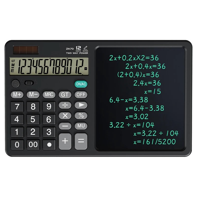 Dual Power Calculator with LCD Writing Pad